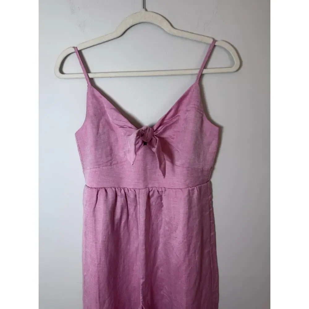 Ann Taylor LOFT Linen Blend Wide Leg Pink Cropped Romper Size 2P NWT